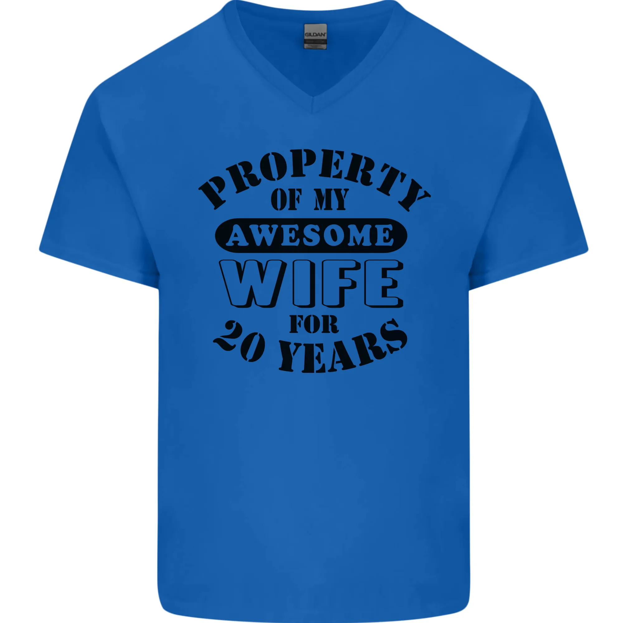 20th Wedding Anniversary 20 Year Funny Wife Mens V-Neck Cotton T-Shirt