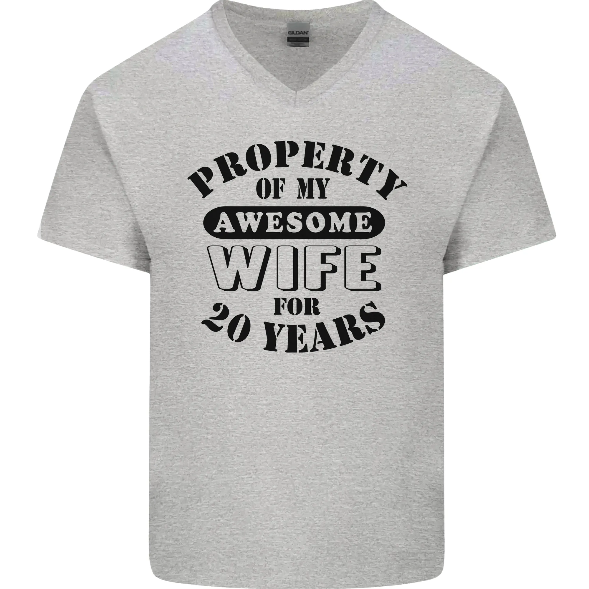 20th Wedding Anniversary 20 Year Funny Wife Mens V-Neck Cotton T-Shirt