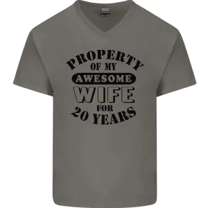 20th Wedding Anniversary 20 Year Funny Wife Mens V-Neck Cotton T-Shirt