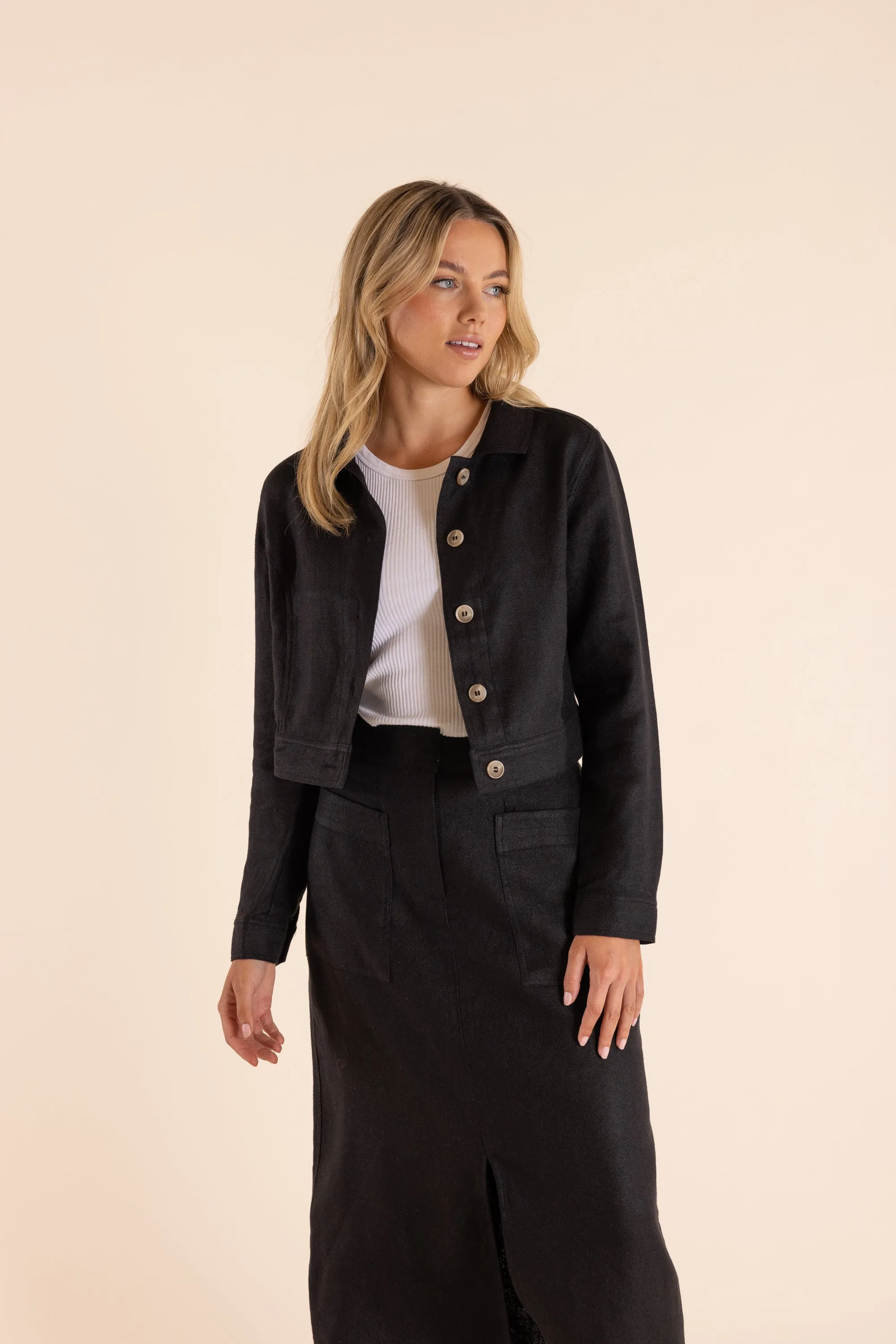 2850 linen crop jacket