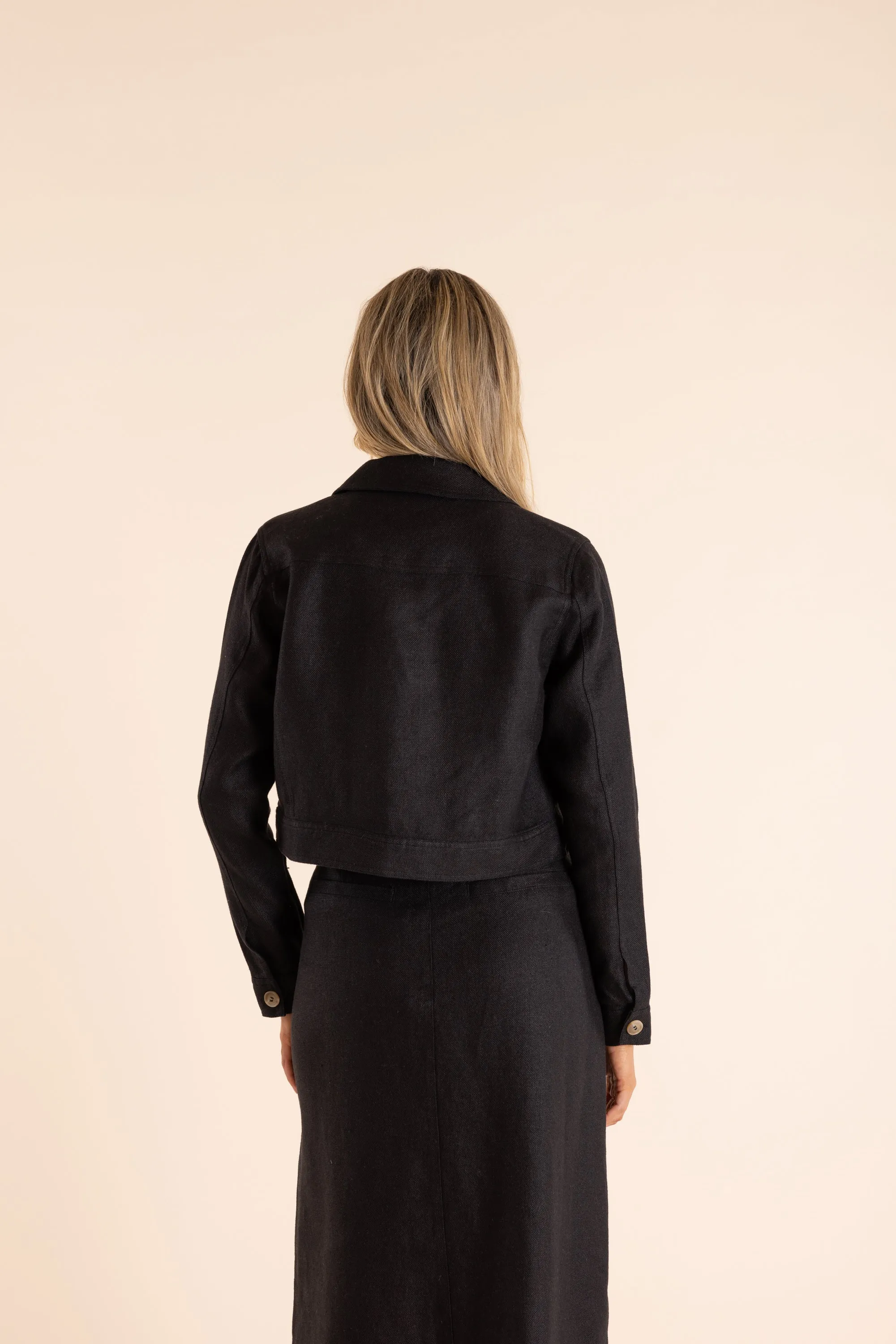 2850 linen crop jacket
