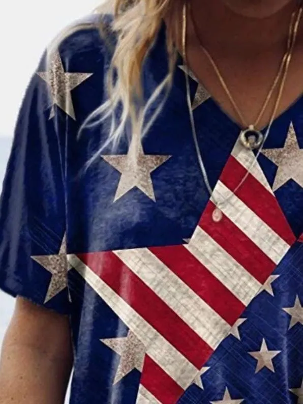 4th of July V-Neck T-Shirt
