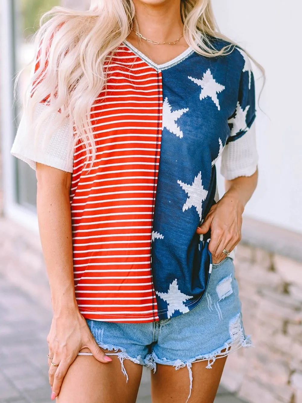 4th of July V-Neck T-Shirt