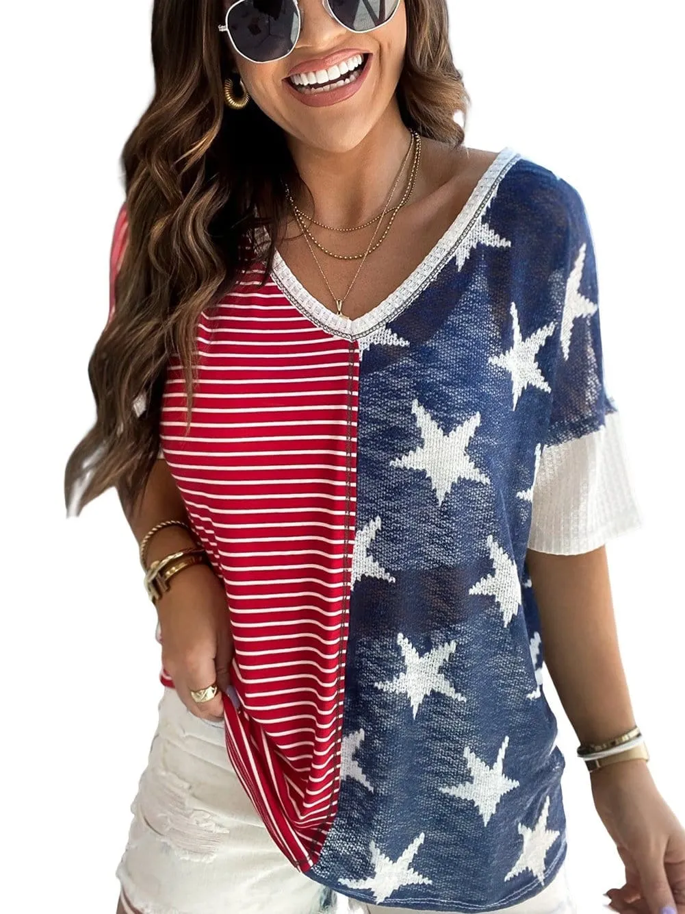 4th of July V-Neck T-Shirt
