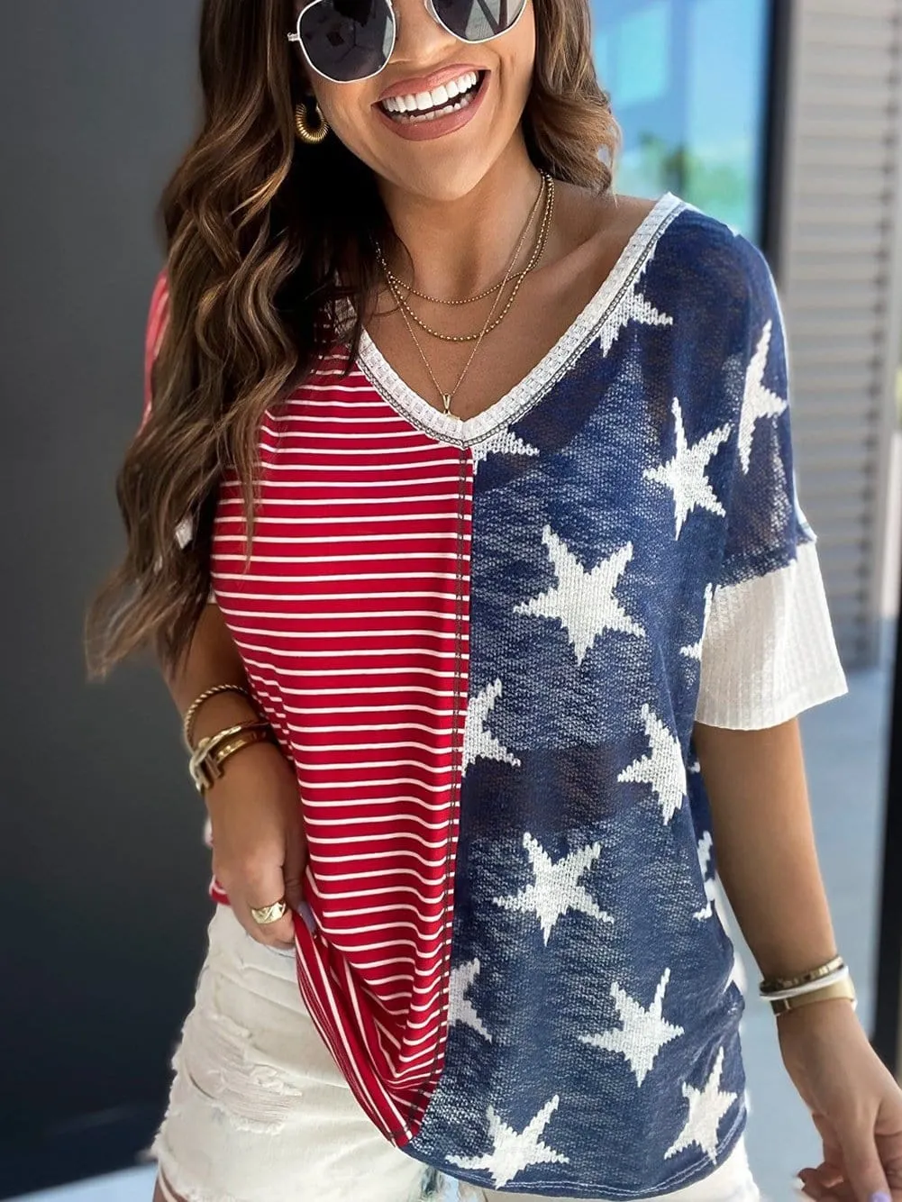 4th of July V-Neck T-Shirt