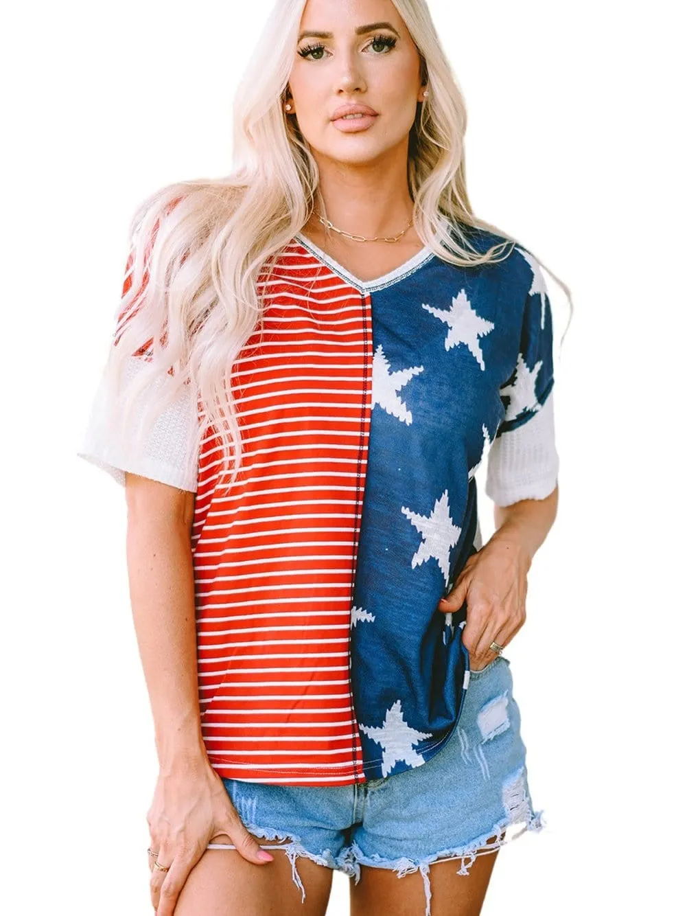 4th of July V-Neck T-Shirt