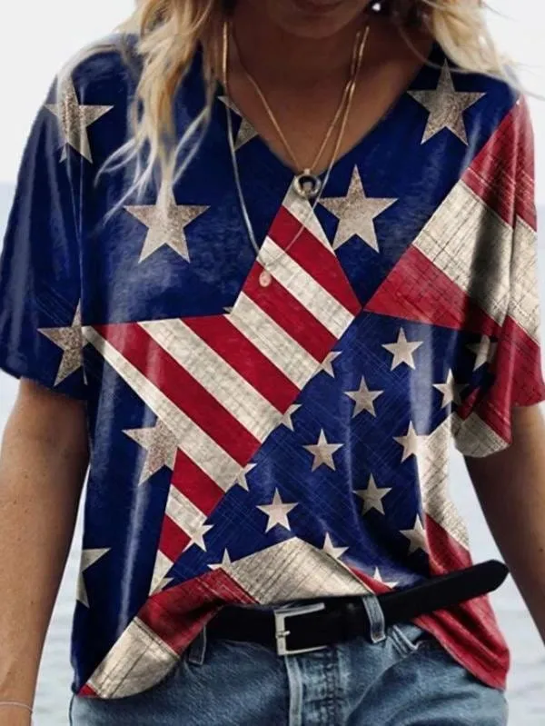 4th of July V-Neck T-Shirt