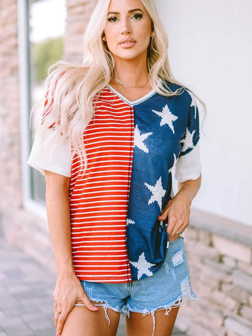 4th of July V-Neck T-Shirt