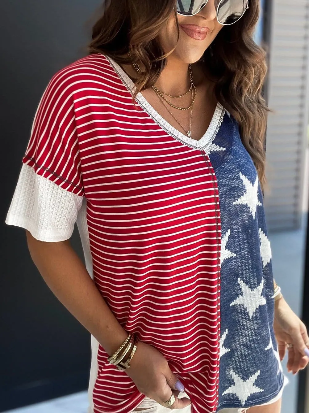 4th of July V-Neck T-Shirt