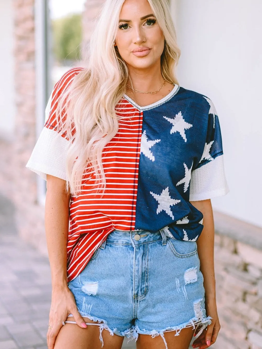 4th of July V-Neck T-Shirt