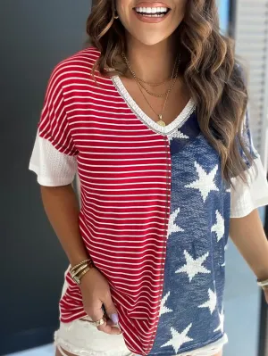 4th of July V-Neck T-Shirt