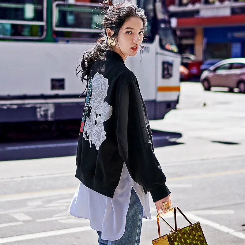 8GIRLS DESIGN LIGHTWEIGHT BOMBER JACKET WITH BACK PRINT