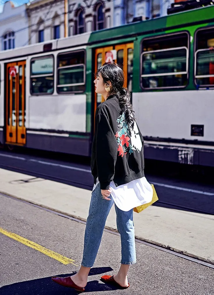 8GIRLS DESIGN LIGHTWEIGHT BOMBER JACKET WITH BACK PRINT