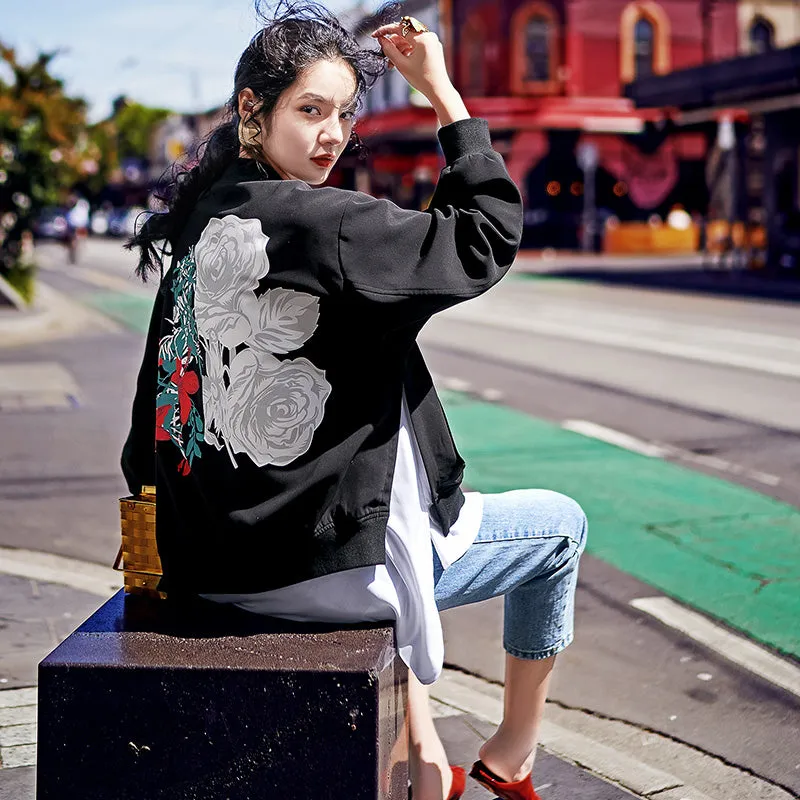 8GIRLS DESIGN LIGHTWEIGHT BOMBER JACKET WITH BACK PRINT