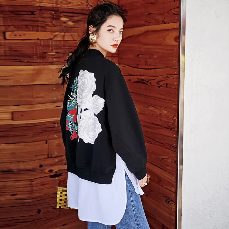 8GIRLS DESIGN LIGHTWEIGHT BOMBER JACKET WITH BACK PRINT