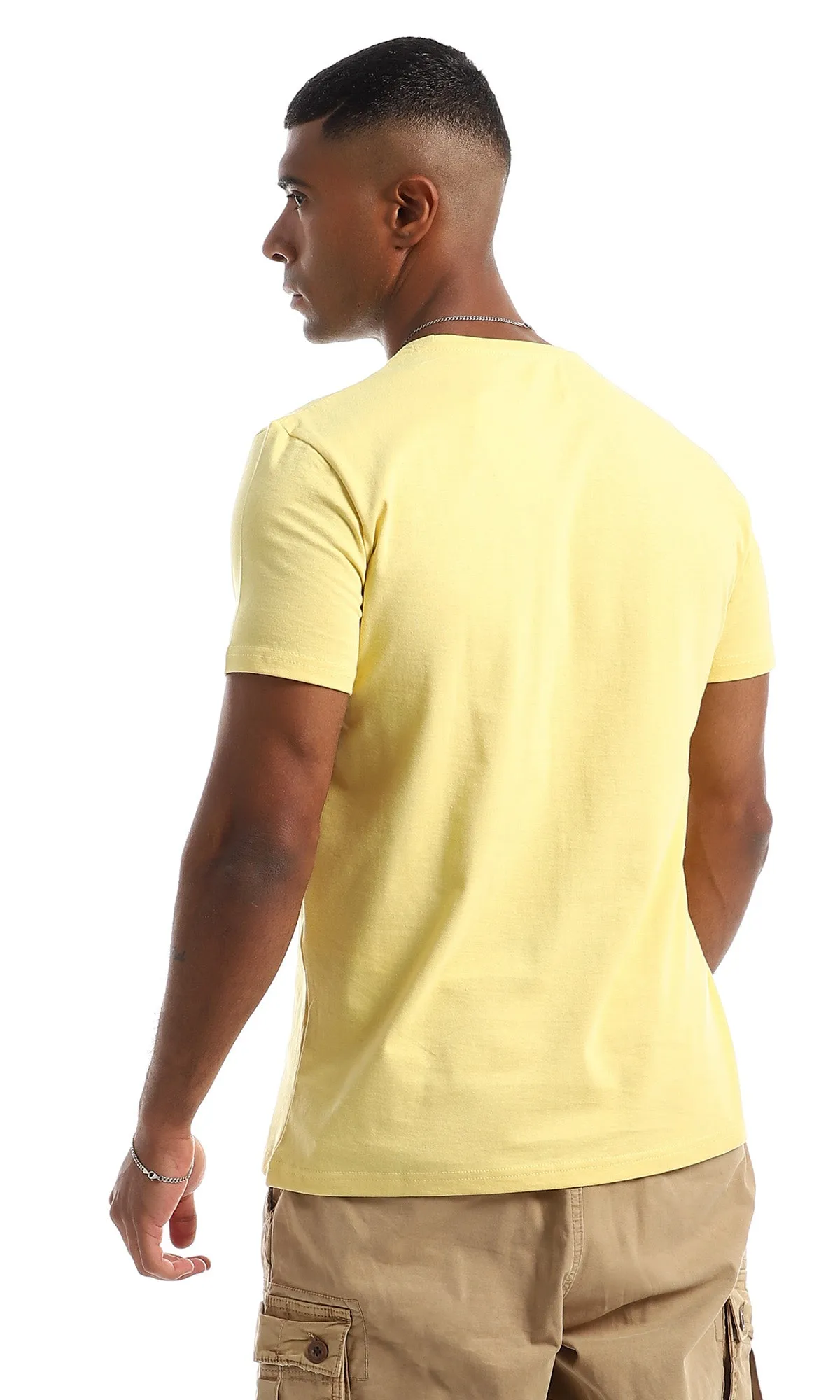 97737 "Keep Trying" Printed Cotton T-Shirt - Yellow