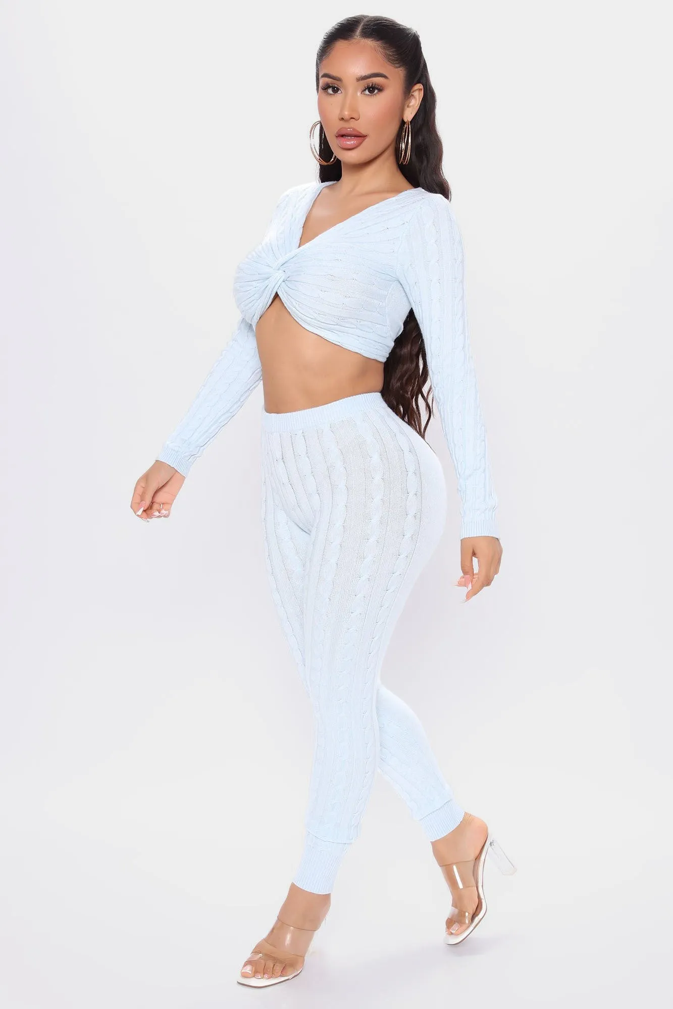 A Little Twist Sweater Legging Set - Light Blue