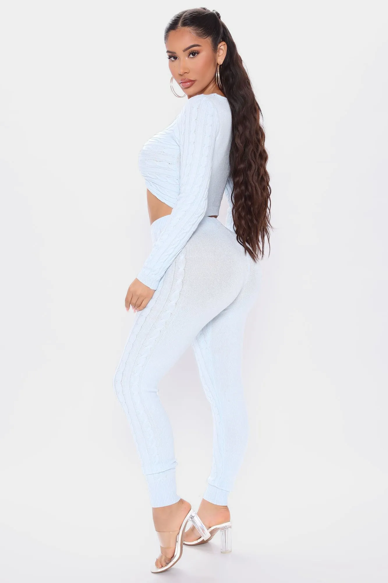A Little Twist Sweater Legging Set - Light Blue