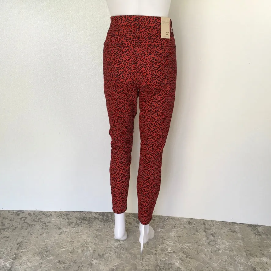 Alice   Olivia Cotton Blend Leopard Print Skinny Trousers Fit Jeans