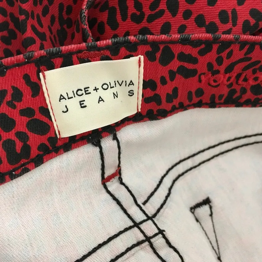 Alice   Olivia Cotton Blend Leopard Print Skinny Trousers Fit Jeans