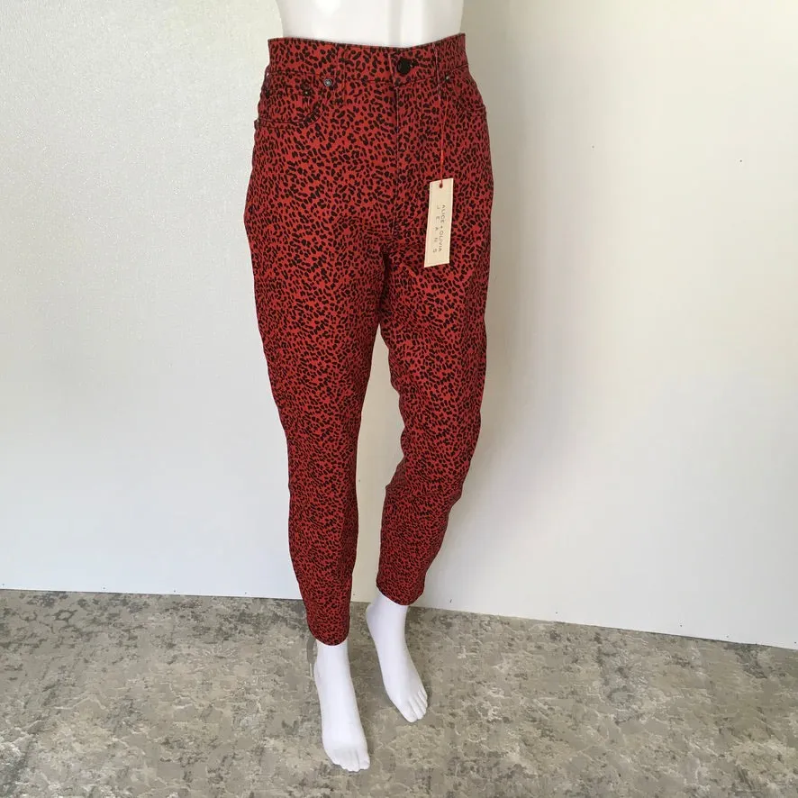 Alice   Olivia Cotton Blend Leopard Print Skinny Trousers Fit Jeans