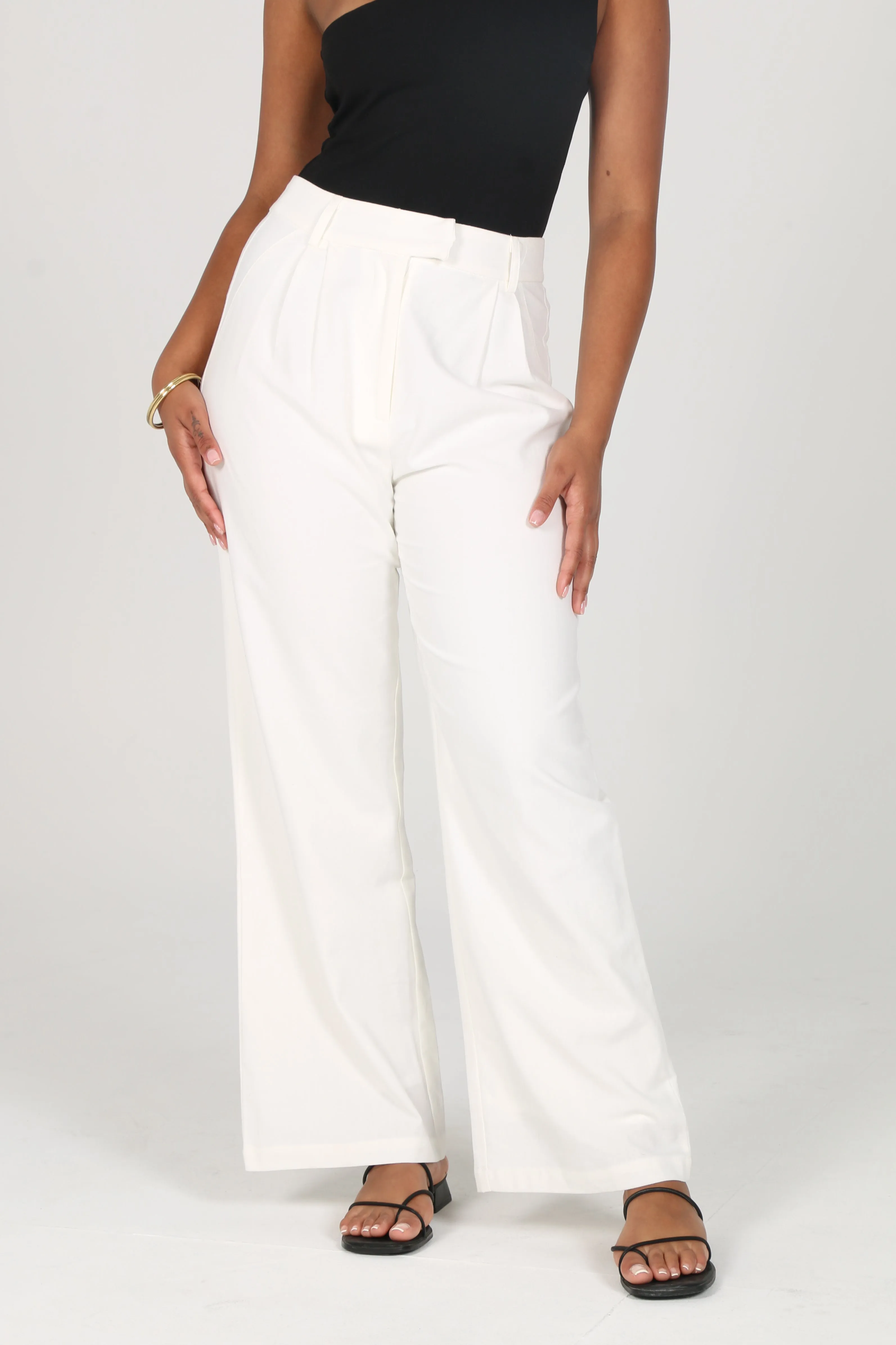 ARIE LINEN BLEND PANT WHITE