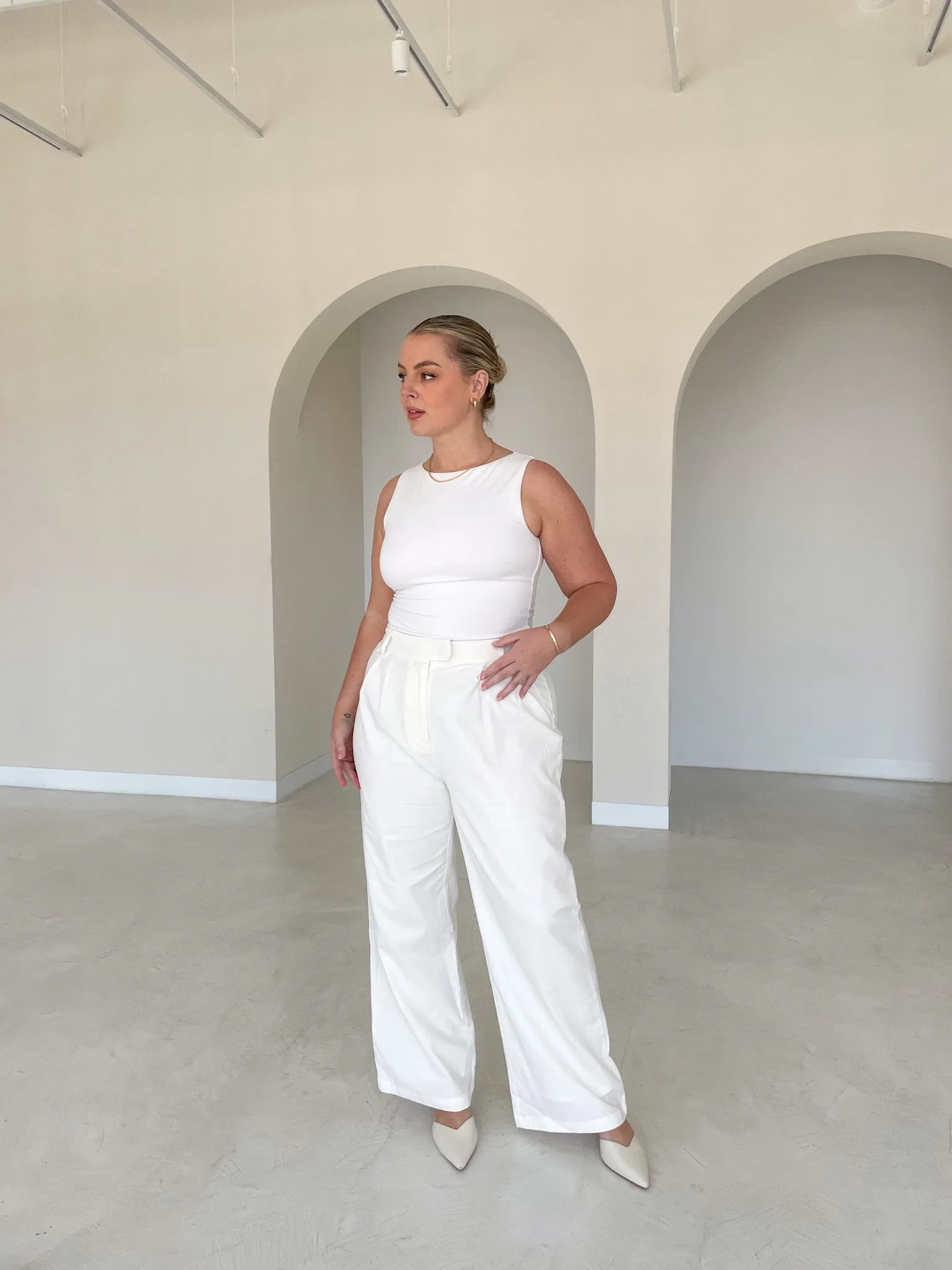 ARIE LINEN BLEND PANT WHITE