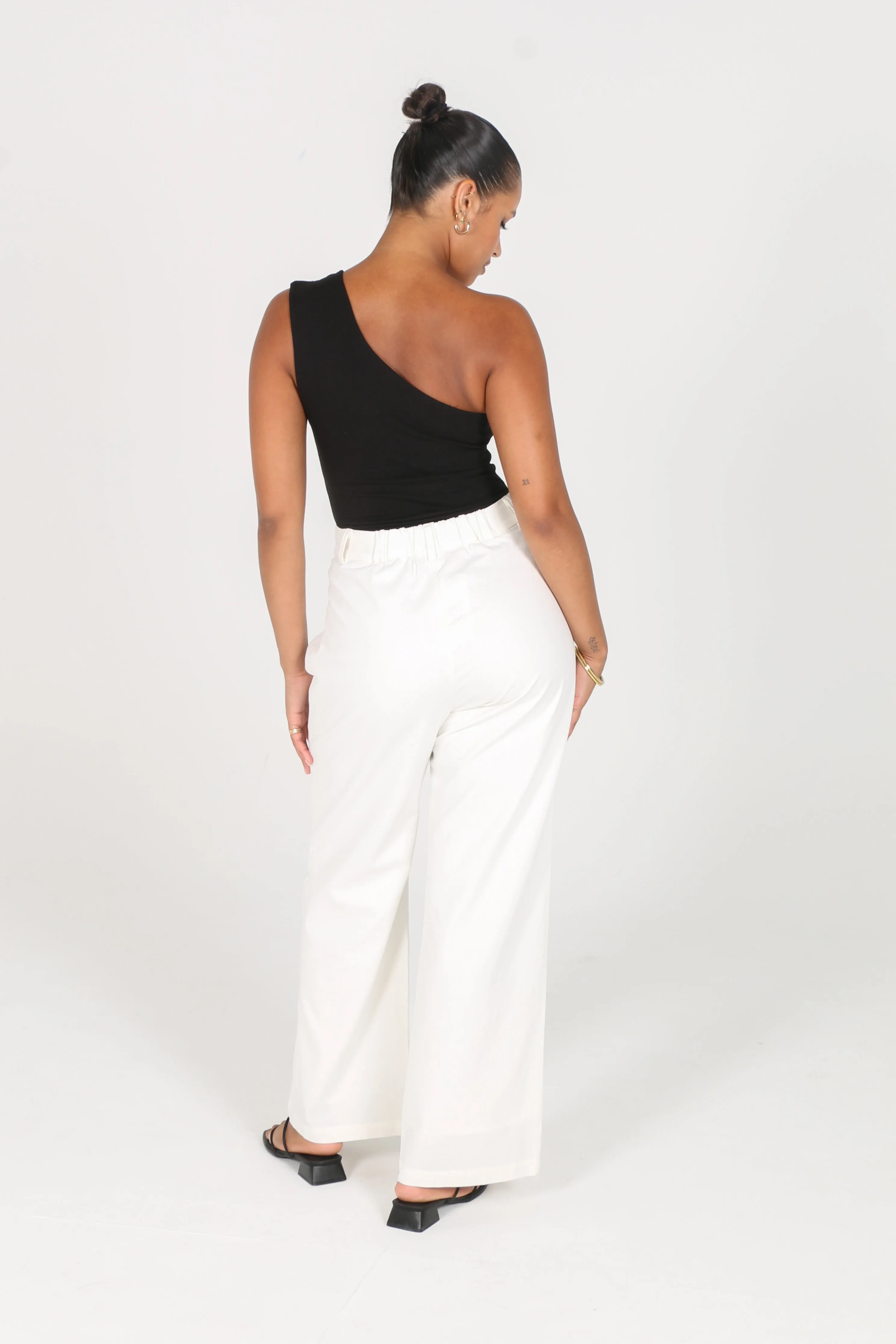 ARIE LINEN BLEND PANT WHITE