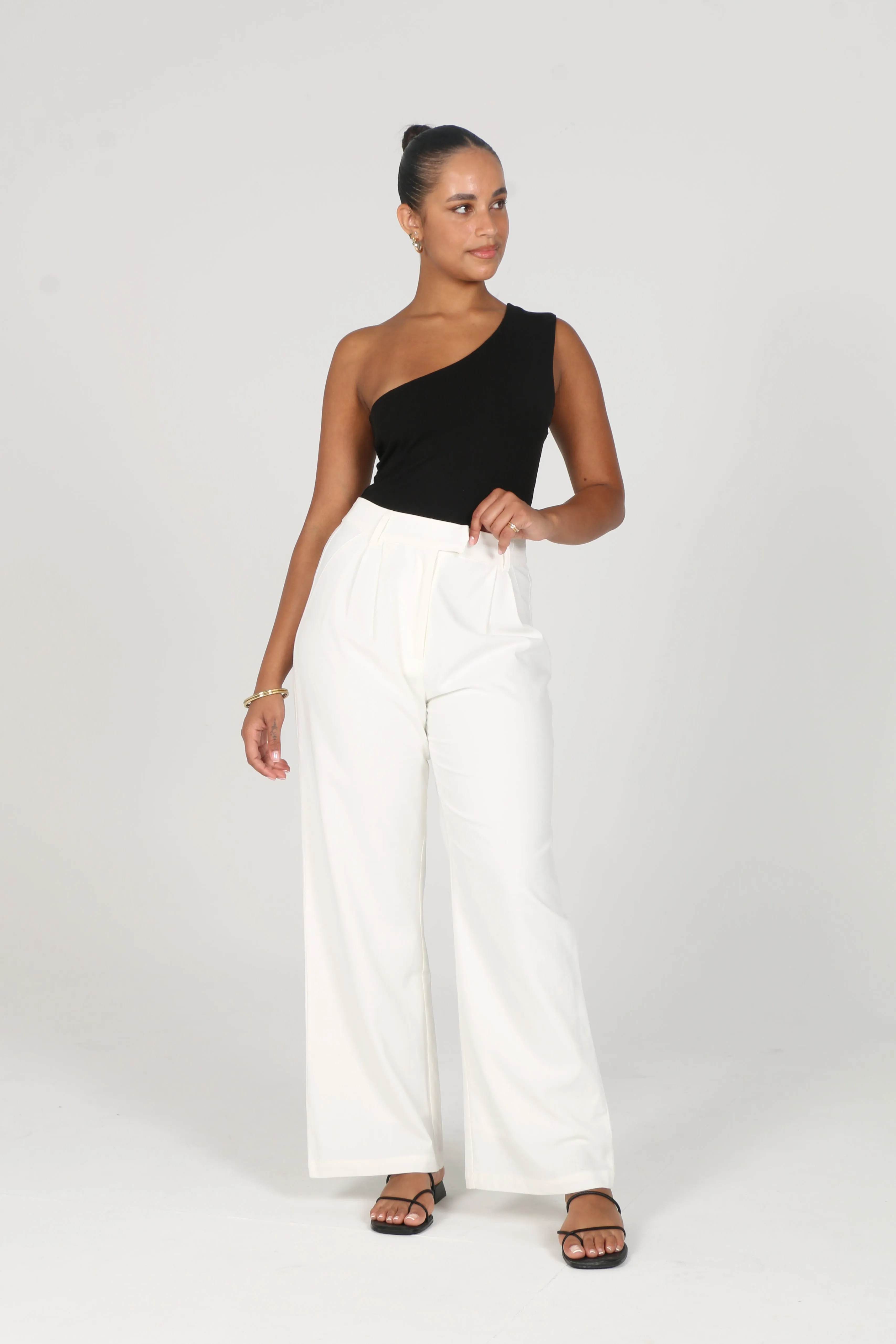 ARIE LINEN BLEND PANT WHITE