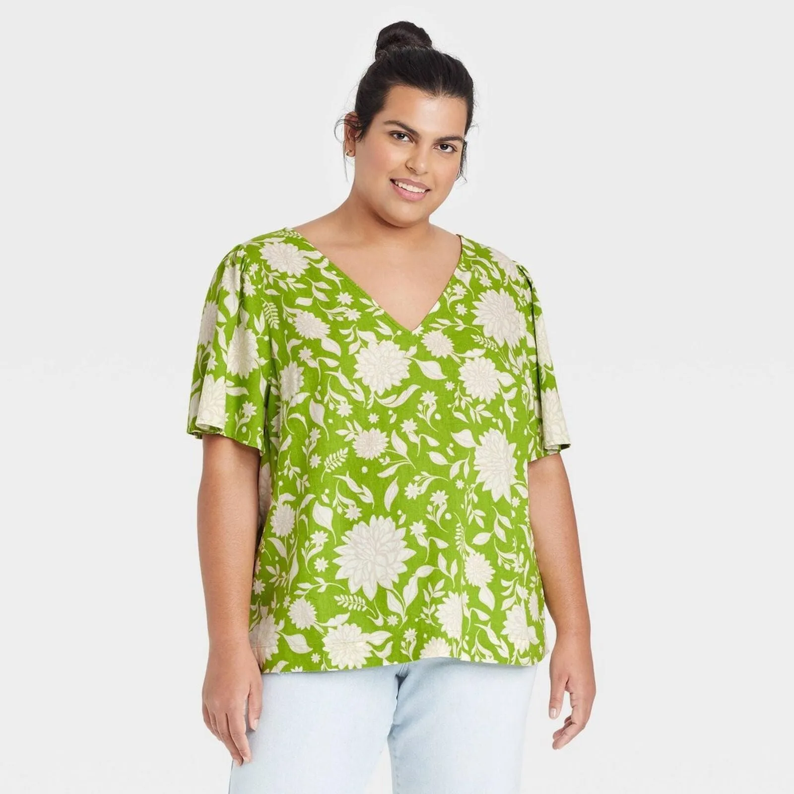Ava & Viv Women's Plus Size Short Sleeve Blouse 83874968 Green X