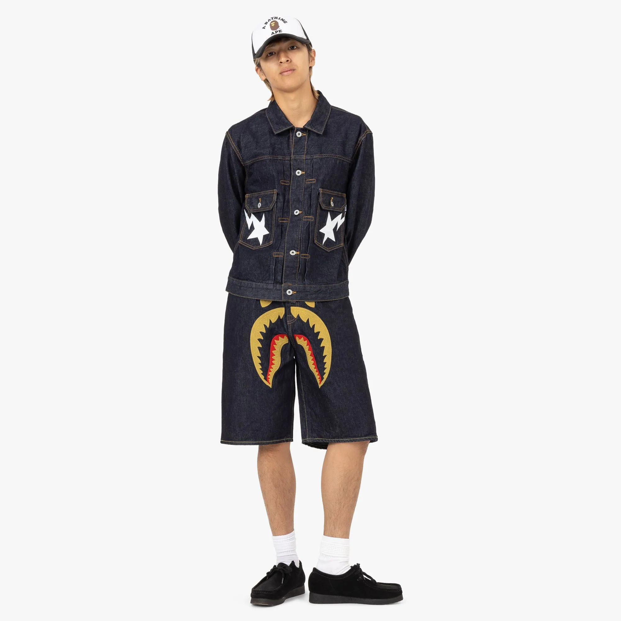 Bape Shark Denim Shorts / Indigo