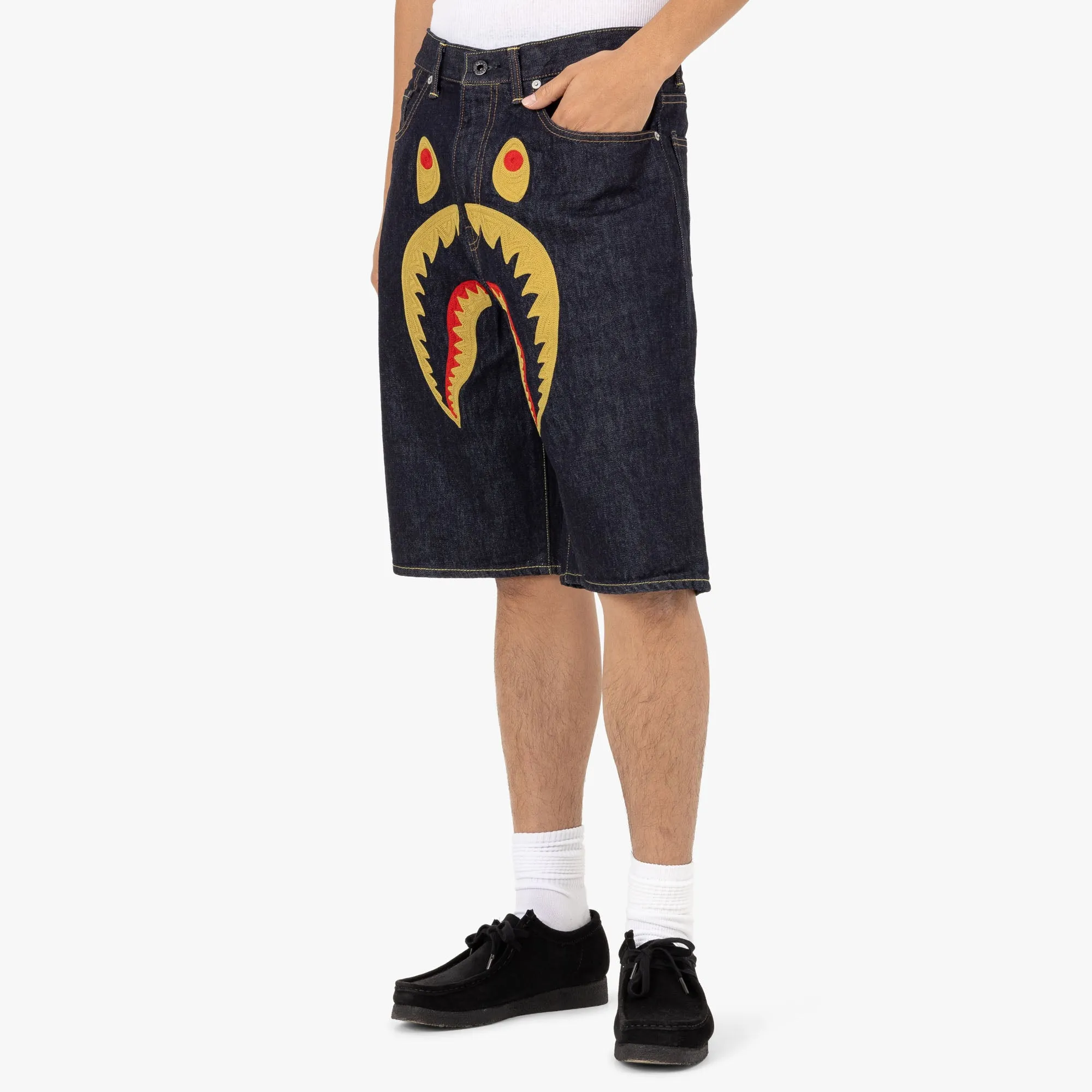 Bape Shark Denim Shorts / Indigo