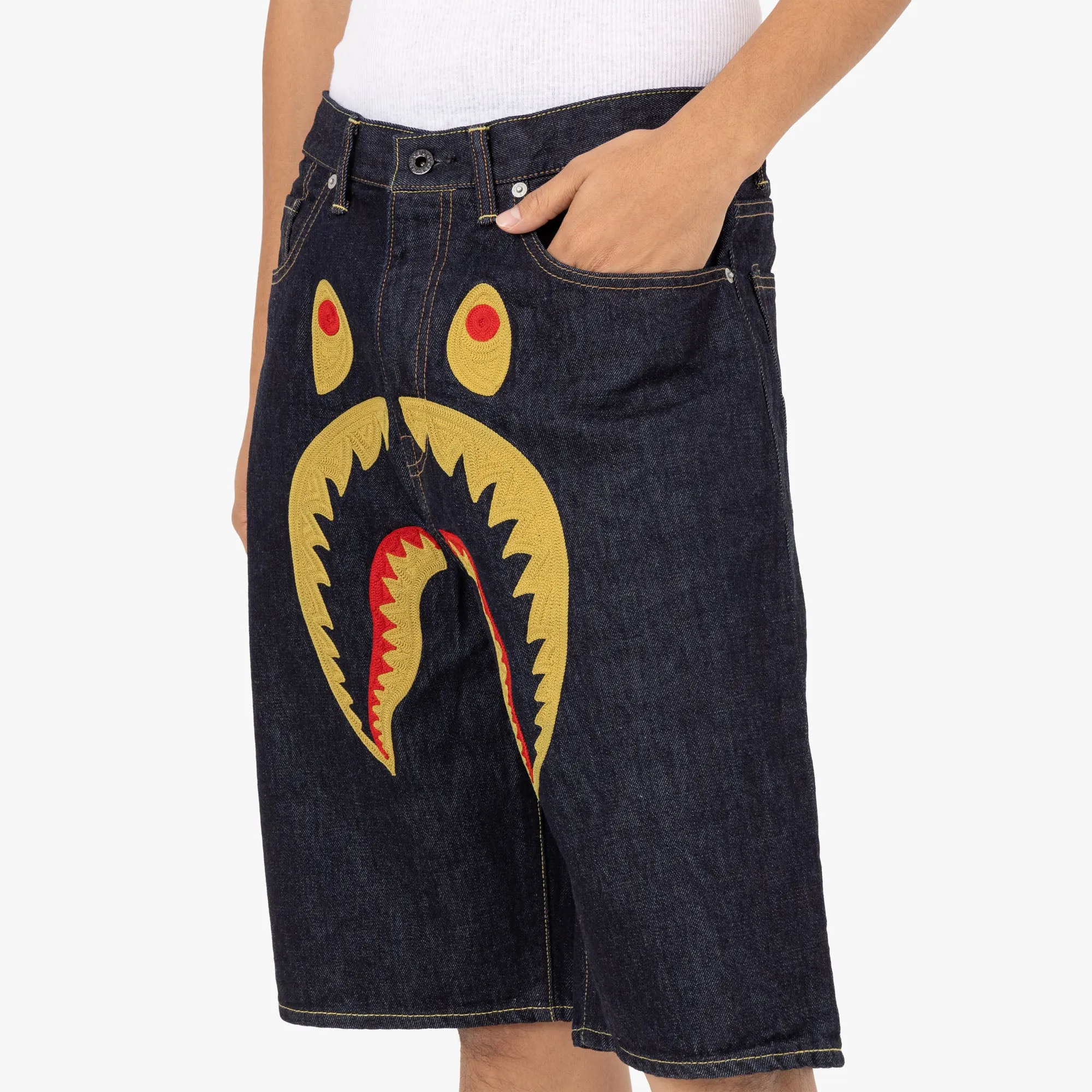 Bape Shark Denim Shorts / Indigo
