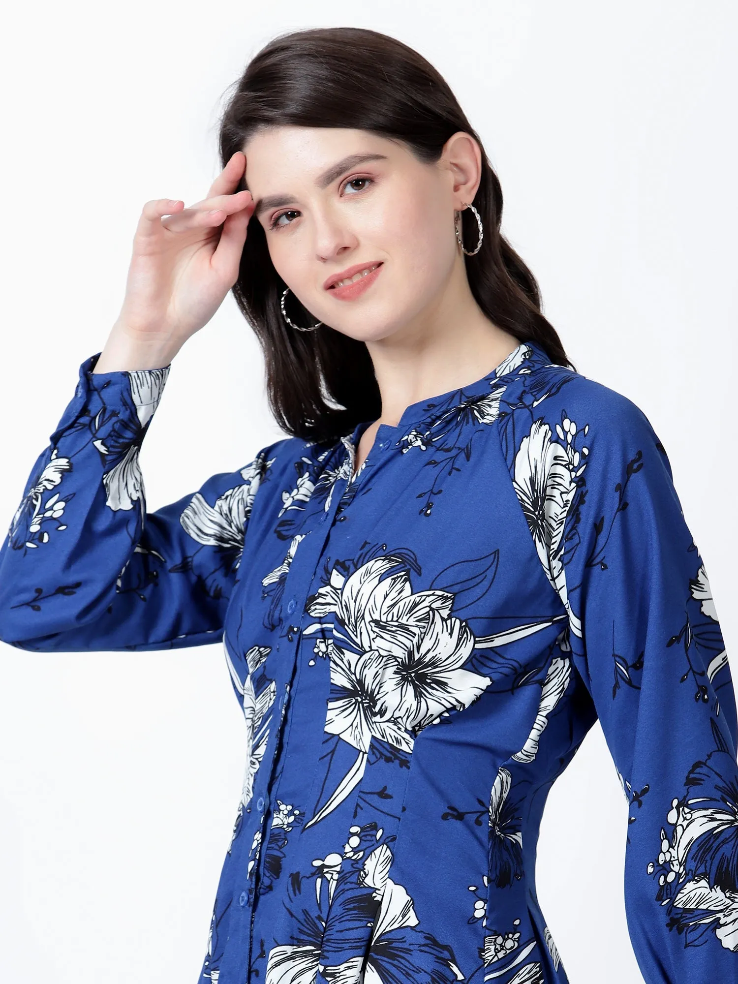 Blue Floral Bliss Maxi A-Line Dress