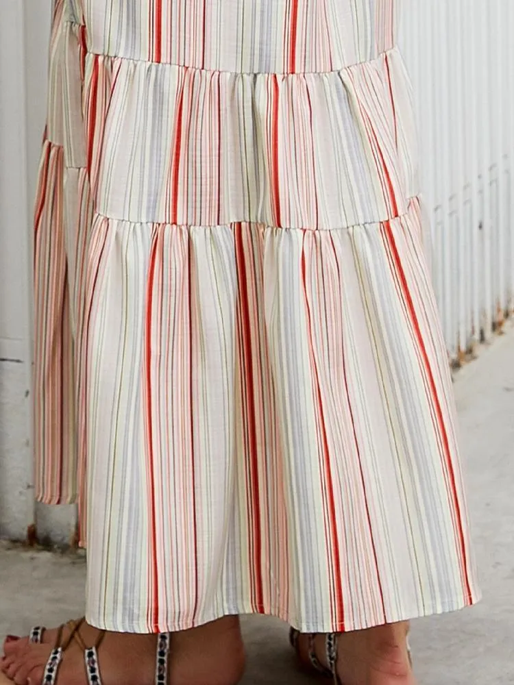 Bohemian Summer Beach Striped Long Dress