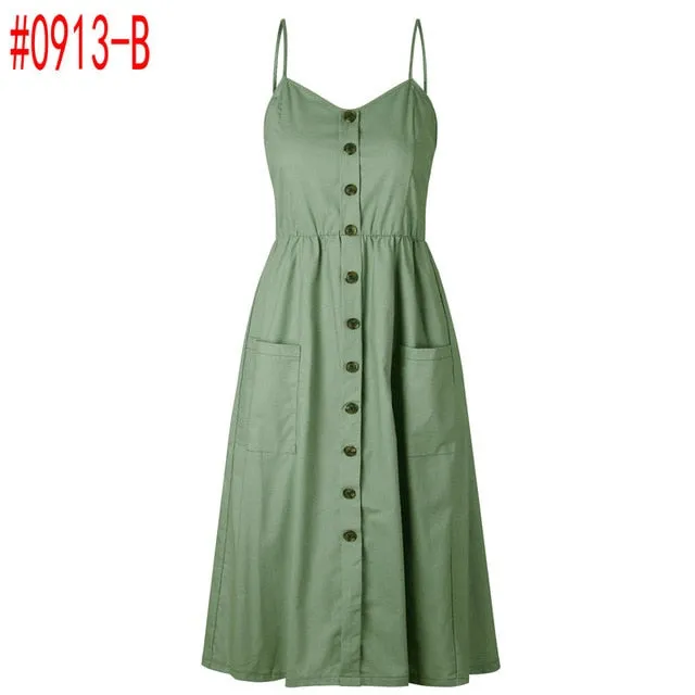 Buttoned Pocket Sundress