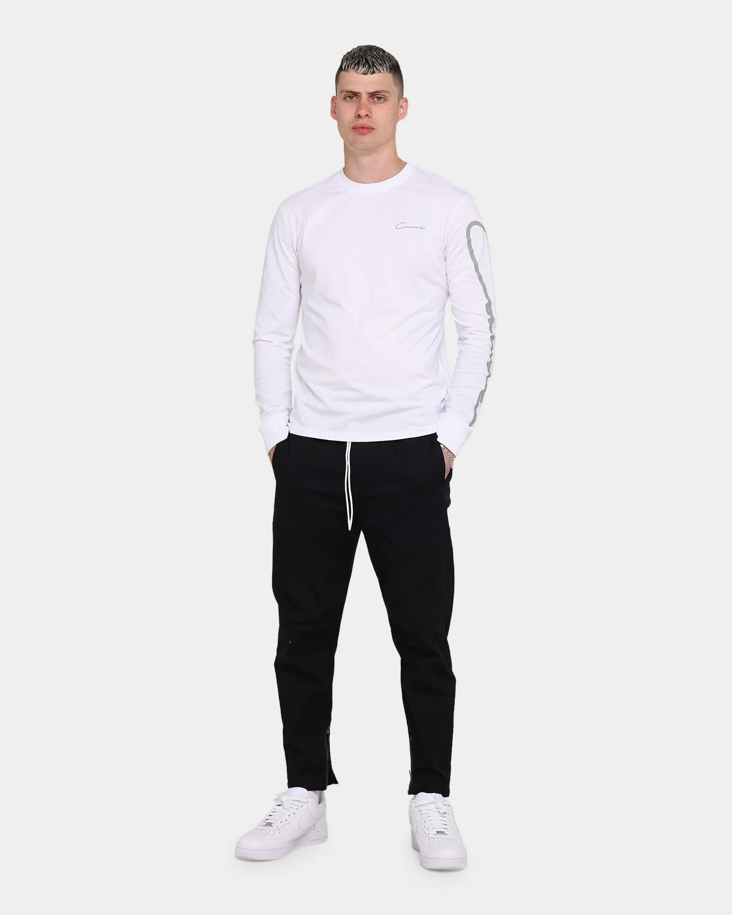 Carré Men's Script Slim Long Sleeve T-Shirt White
