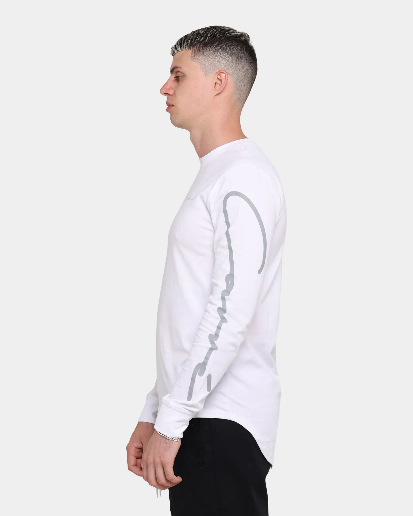 Carré Men's Script Slim Long Sleeve T-Shirt White