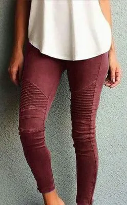 Casual Skinny Pleated Jeans