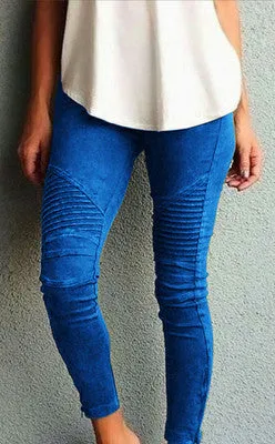 Casual Skinny Pleated Jeans