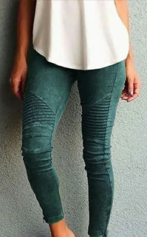 Casual Skinny Pleated Jeans