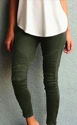 Casual Skinny Pleated Jeans