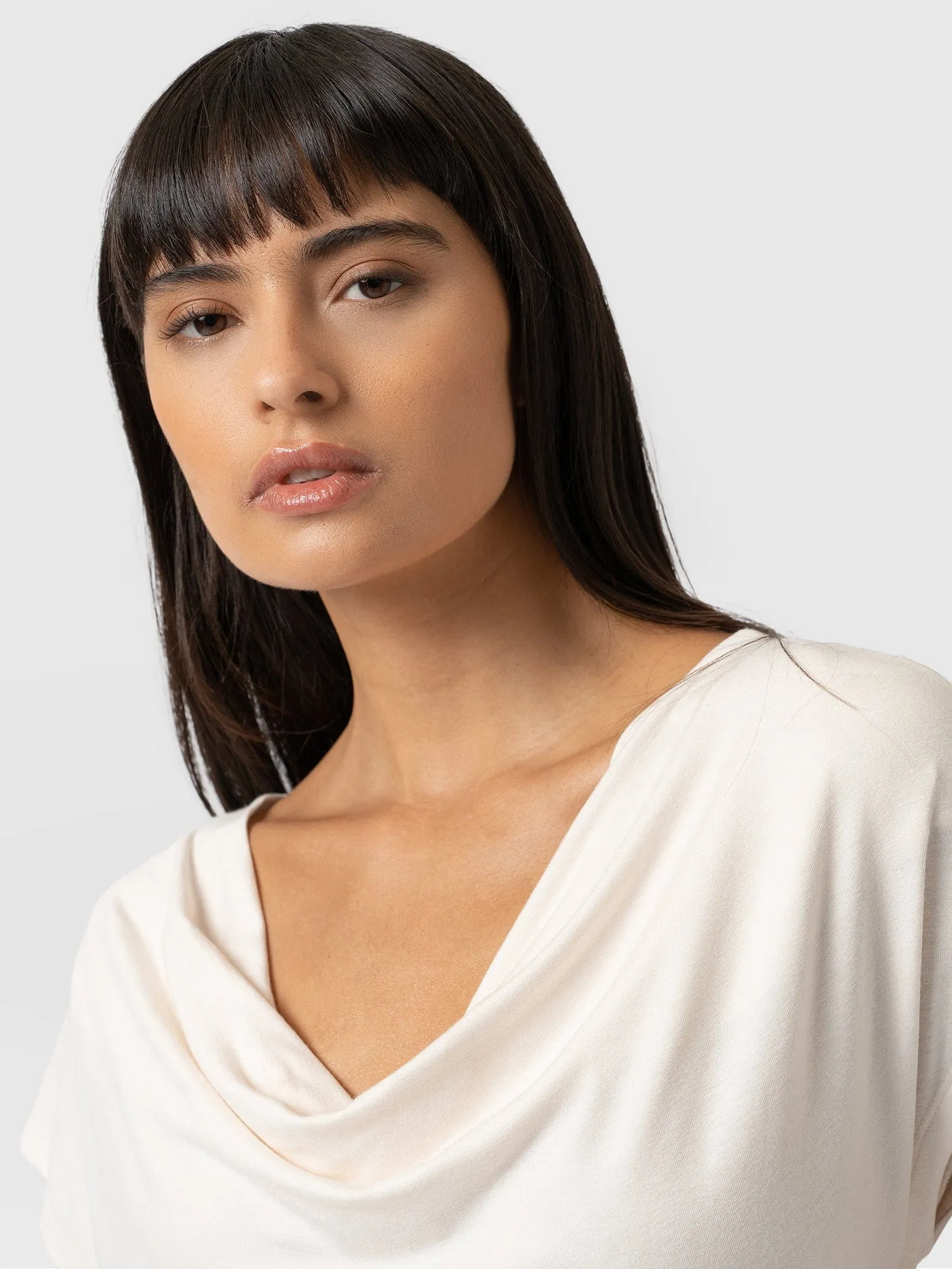 Cowl Neck Tee - Cream