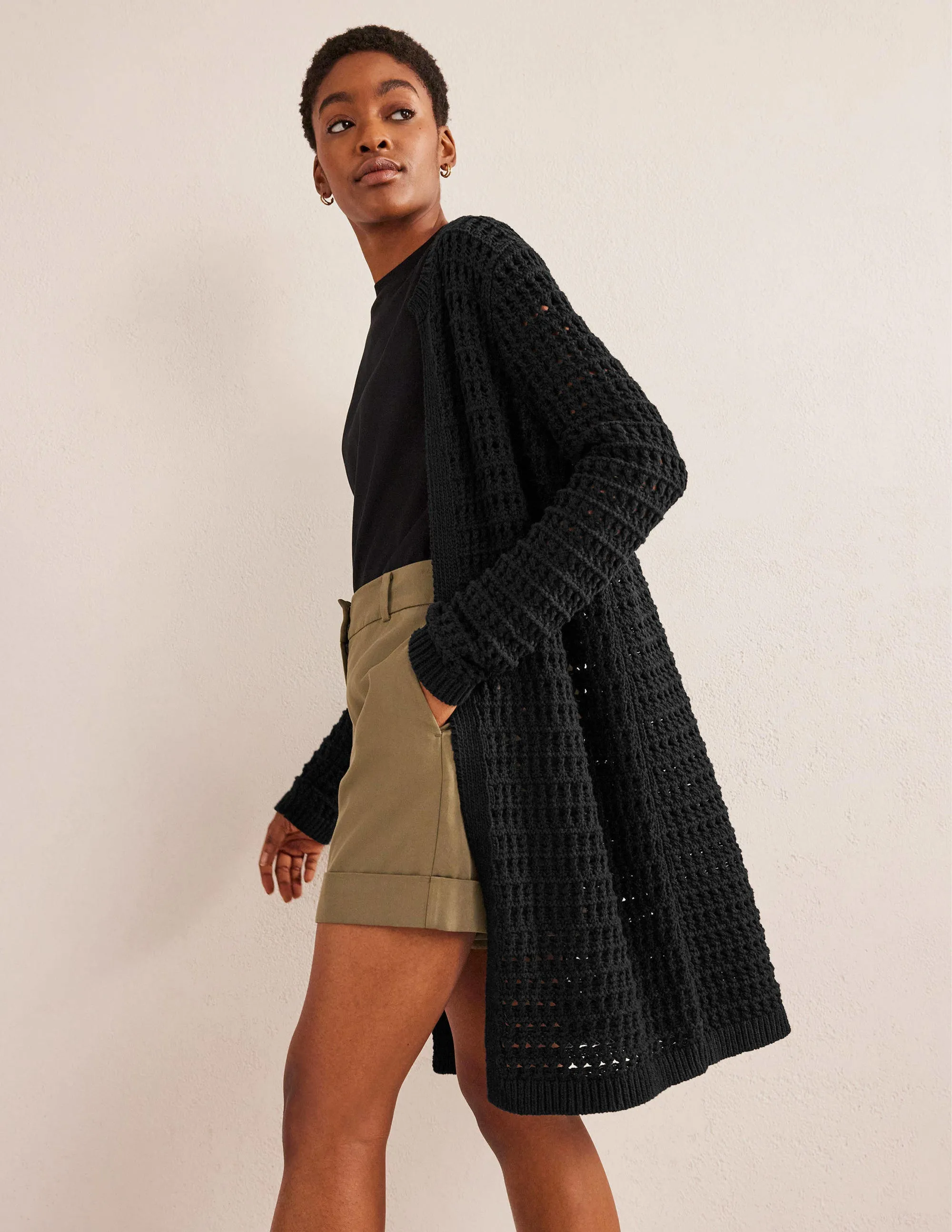 Crochet Coatigan-Black