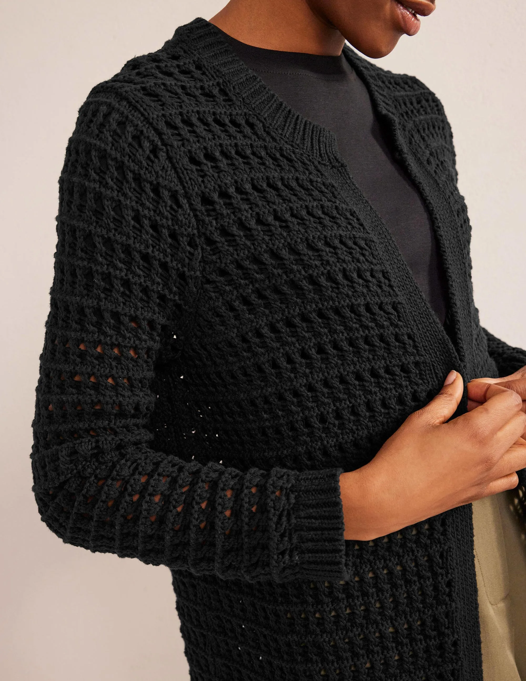 Crochet Coatigan-Black