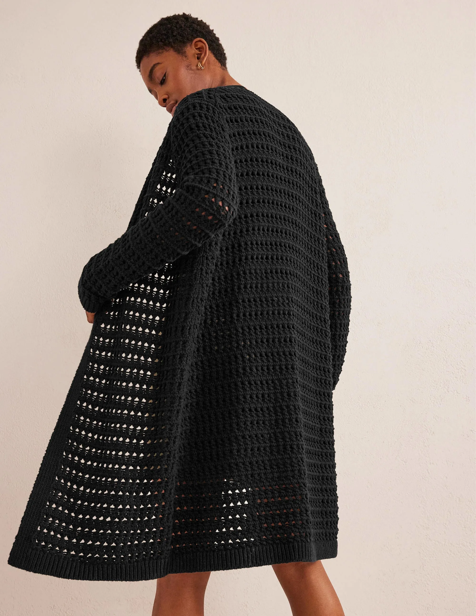 Crochet Coatigan-Black