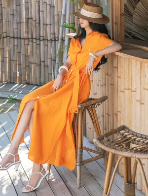 D4298 Linen Belted Dress