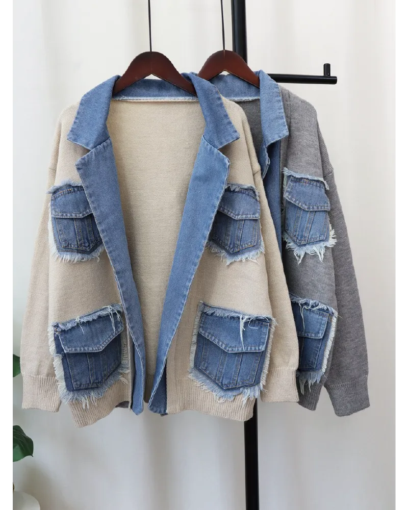 Denim Patchwork Cardigan
