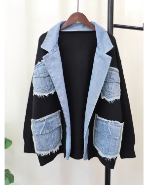 Denim Patchwork Cardigan