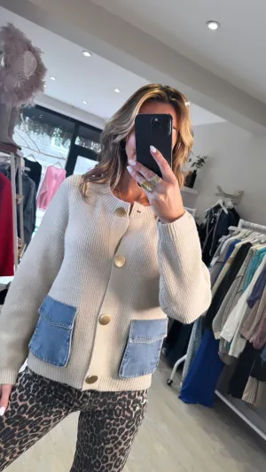 Elsa Cardigan with Denim Pockets